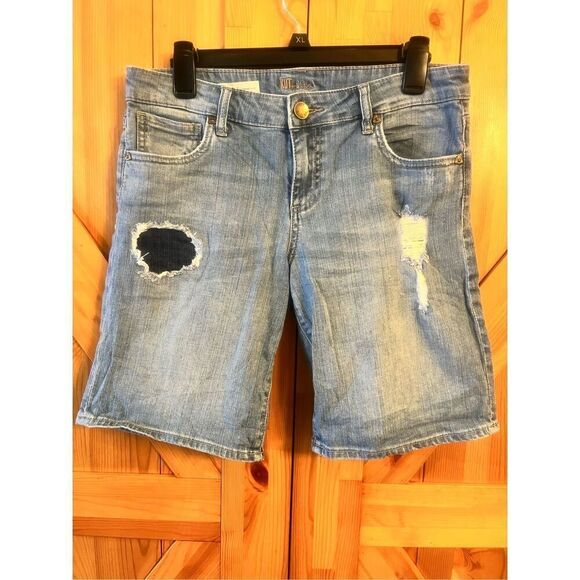 Kut From The Kloth Catherine Boyfriend Jean Shorts Stretch Distressed Size 6 (38 - Picture 1 of 4
